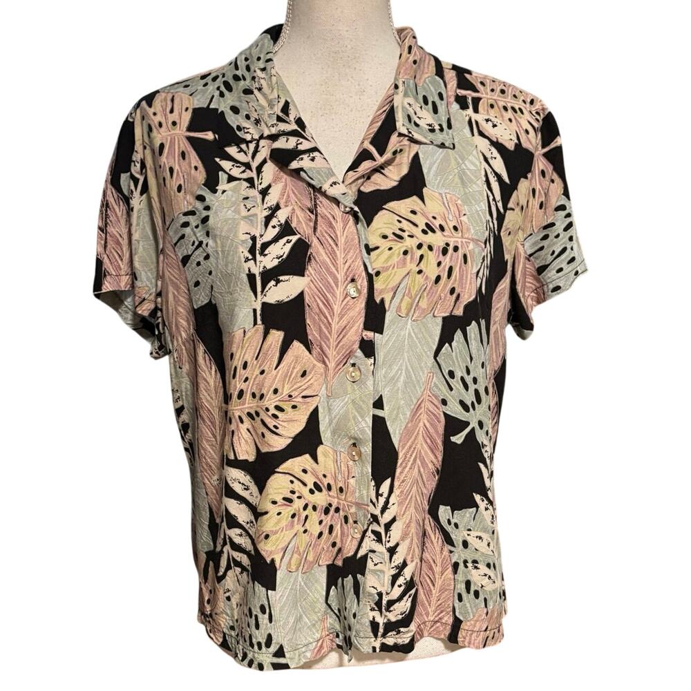 Nani Hawaii Size XL Hawaiian Shirt Button Up Tropical Leaf Boxy Fit Made In USA